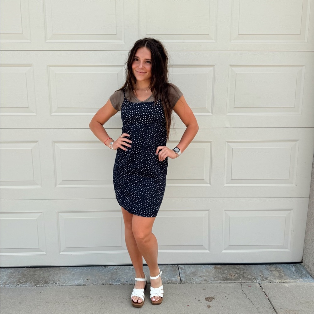 Brandy Melville Navy Polka Dot Mini Dress